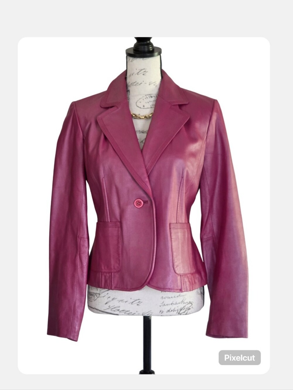 Alfani Magenta Leather Jacket.